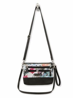 Stone Mountain Floral Multi Zip Crossbody Bag/Wristlet - 3 Ways to Wear